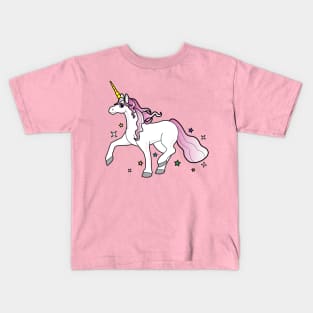 Cartoon Unicorn Trotting through the Stars Kids T-Shirt